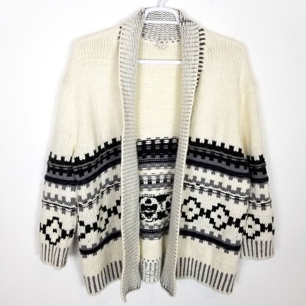 Gap Women Fair Isle Open Front Cardigan Sweater Sz M/L Wool Alpaca